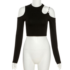 Sexy off-the-shoulder long sleeves short