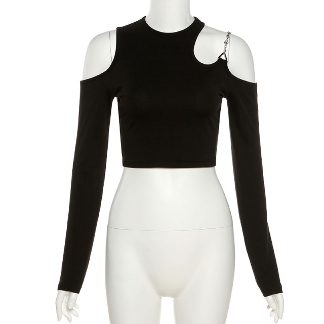 Sexy off-the-shoulder long sleeves short