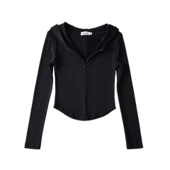 Hooded half zipper and fleece long sleeves