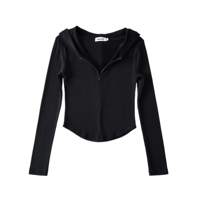 Hooded half zipper and fleece long sleeves