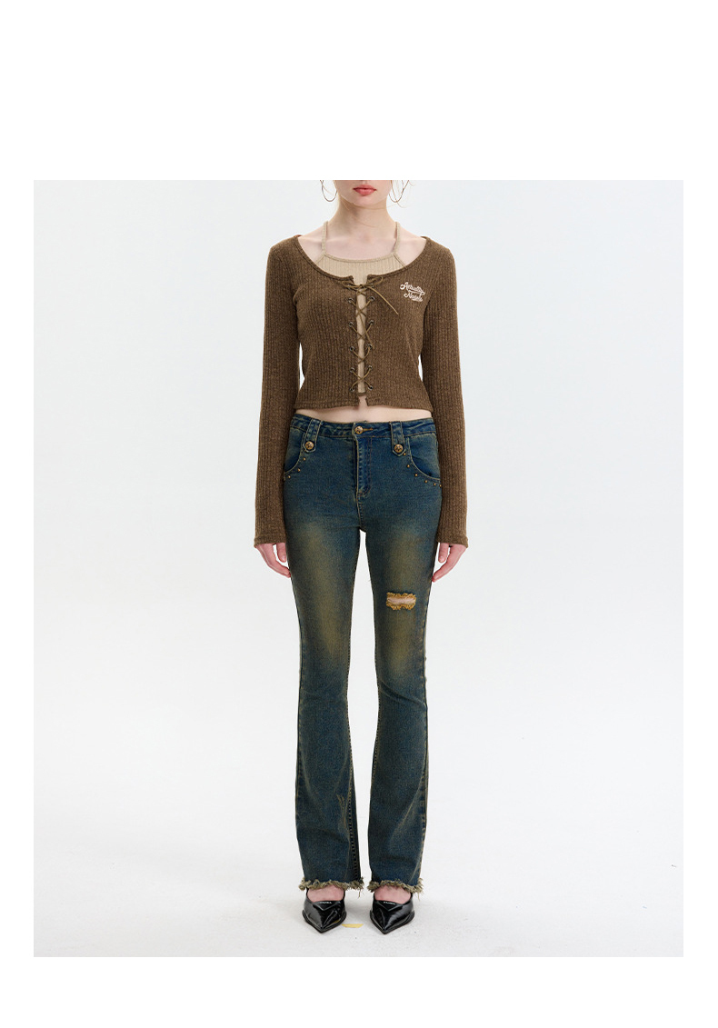 Spice embroidery cardigan with long sleeves