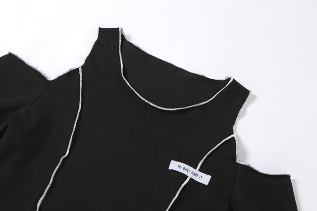 Off-the-shoulder short with long sleeves