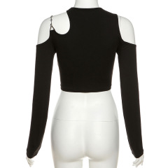Sexy off-the-shoulder long sleeves short
