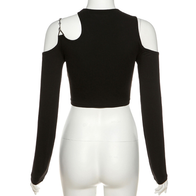 Sexy off-the-shoulder long sleeves short