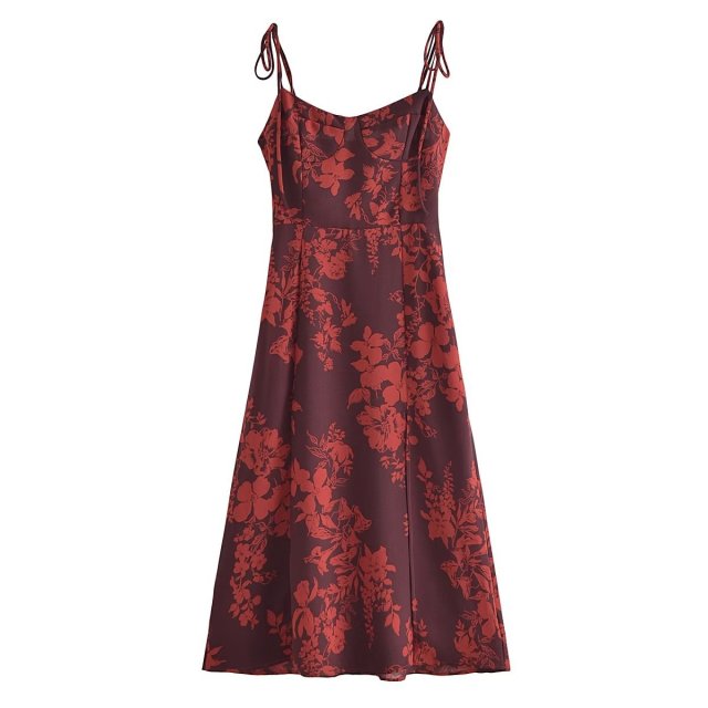 Sexy split print slip dress