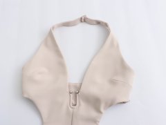 One-piece pants with neck hanging
