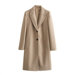 Lapel long-sleeved slim-fit coat