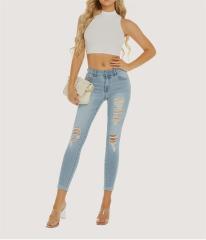 Mid-waist ripped skinny jeans