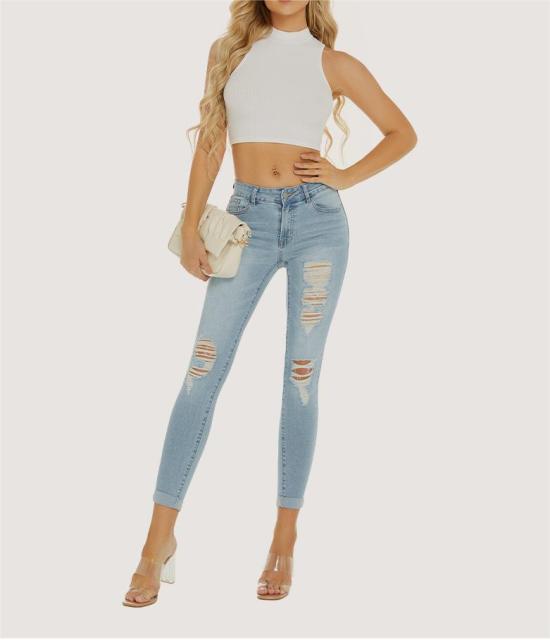 Mid-waist ripped skinny jeans