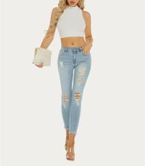 Mid-waist ripped skinny jeans