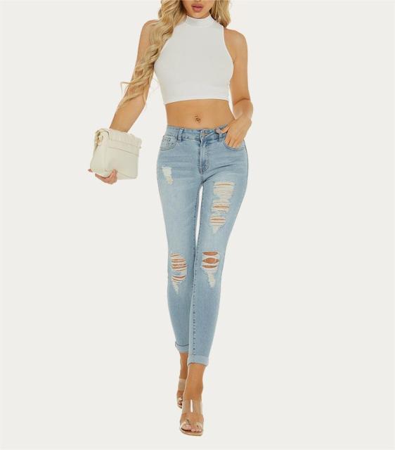 Mid-waist ripped skinny jeans