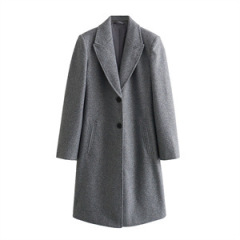 Lapel long-sleeved slim-fit coat
