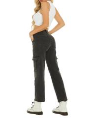 High-waisted straight-leg jeans