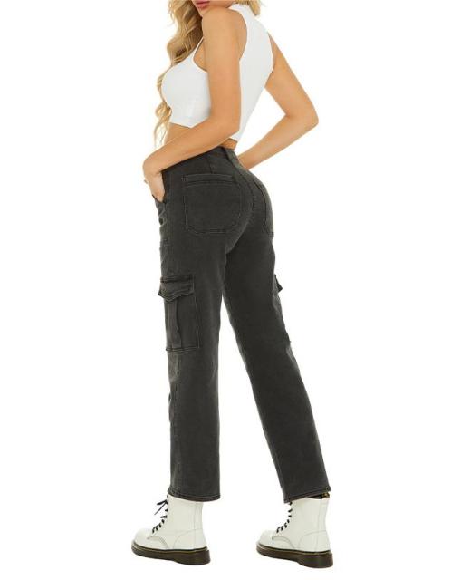 High-waisted straight-leg jeans