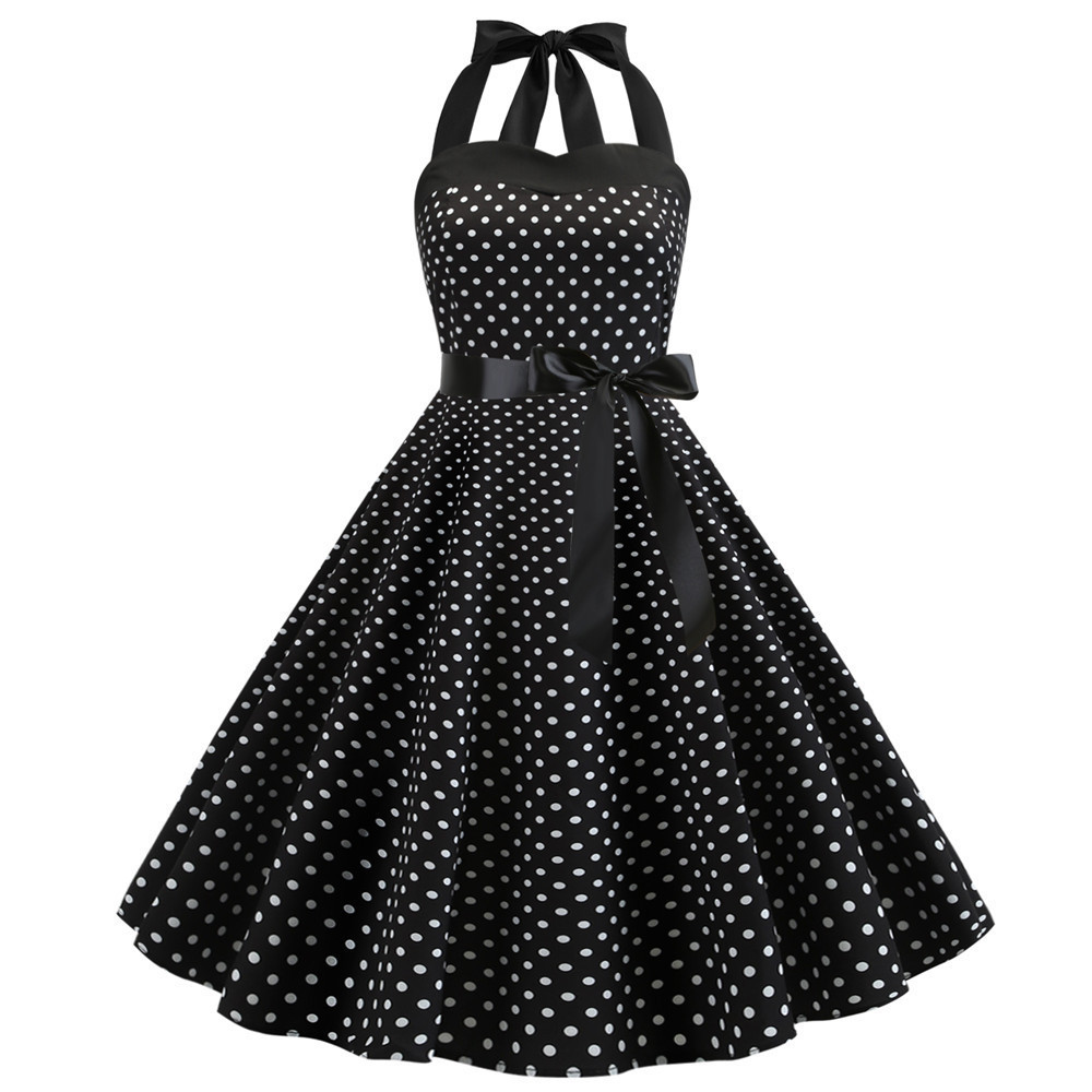Halter polka dot vintage dress