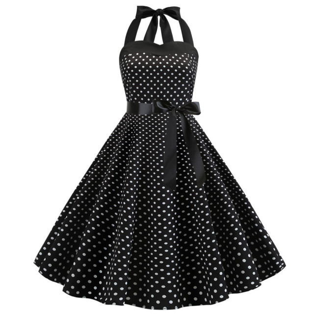 Halter polka dot vintage dress