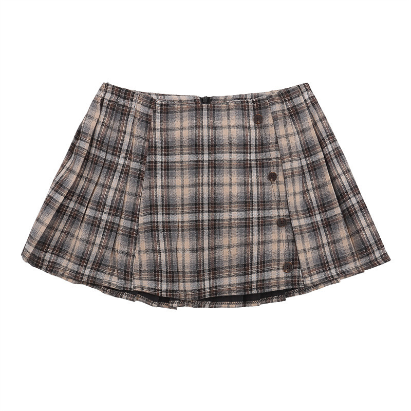 Preppy high-waisted plaid dress