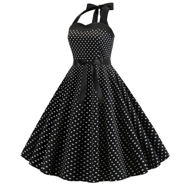 Halter polka dot vintage dress