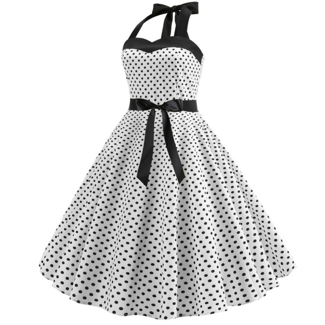 Halter polka dot vintage dress