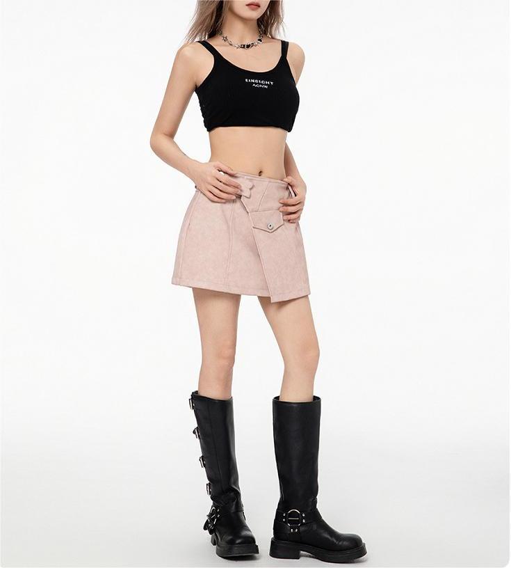 Casual motorcycle leather skirt