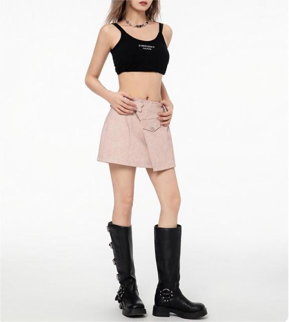 Casual motorcycle leather skirt