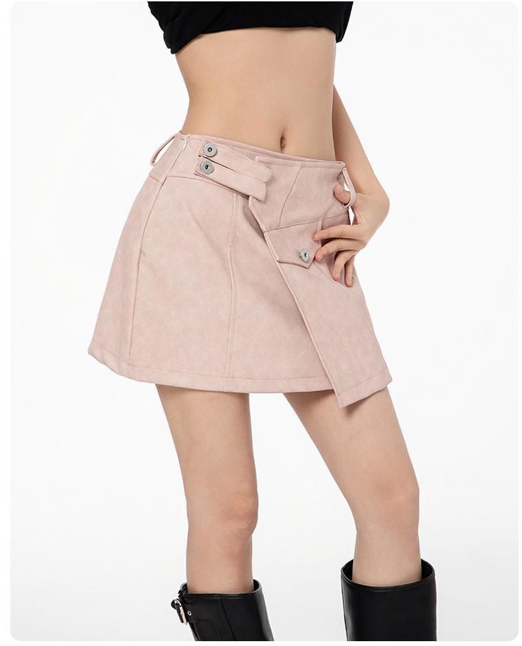 Casual motorcycle leather skirt