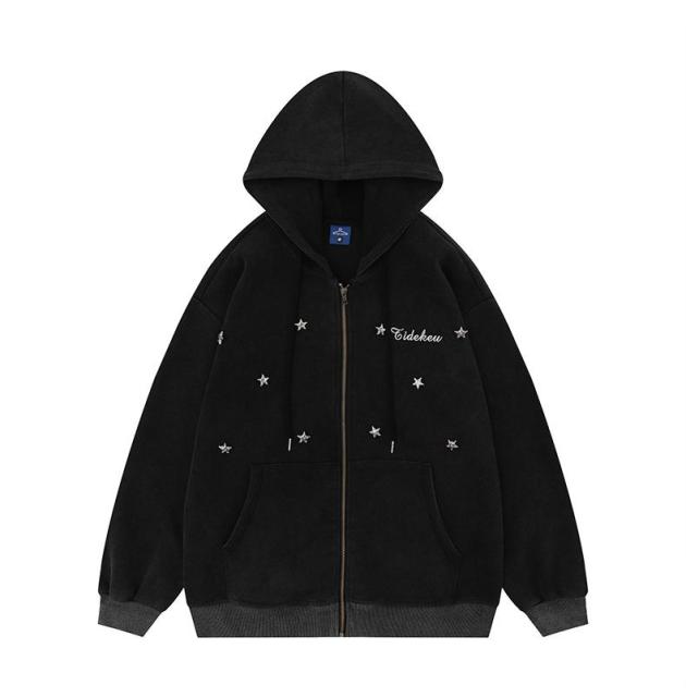 Stars hooded couple coat hoodie