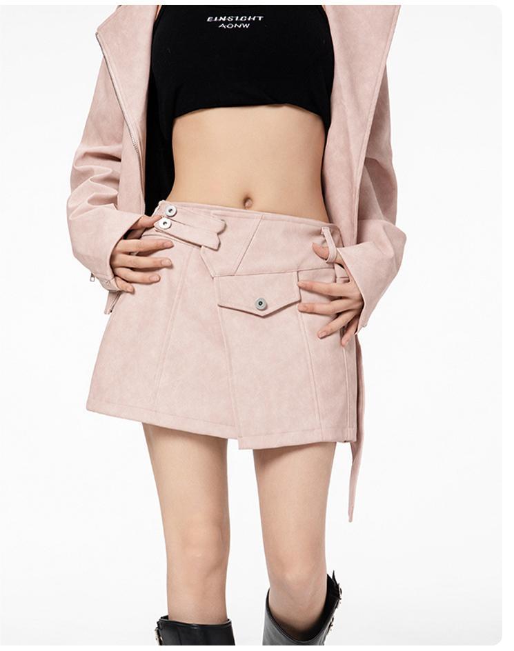 Casual motorcycle leather skirt