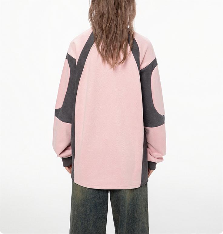 Vintage suede embroidered crew neck top