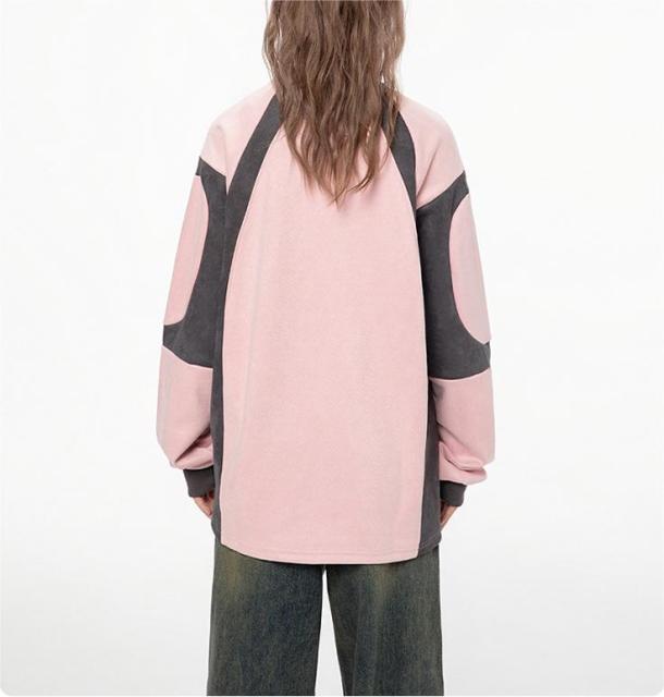 Vintage suede embroidered crew neck top