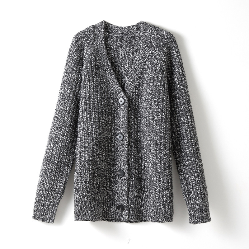 Cardigan soft waxy sweater with long sleeves