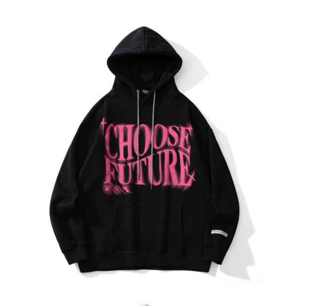 Printed loop cloth and fleece hoodie