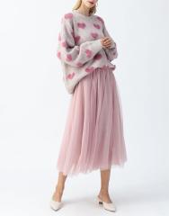 Cute plush heart knit sweater