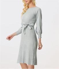 Knitted belt sweater dress