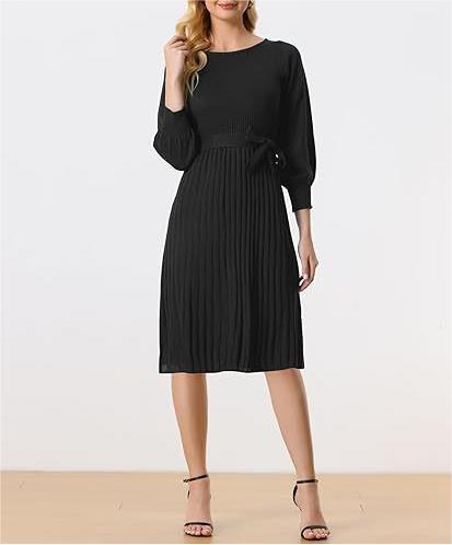 Knitted belt sweater dress