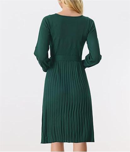 Knitted belt sweater dress