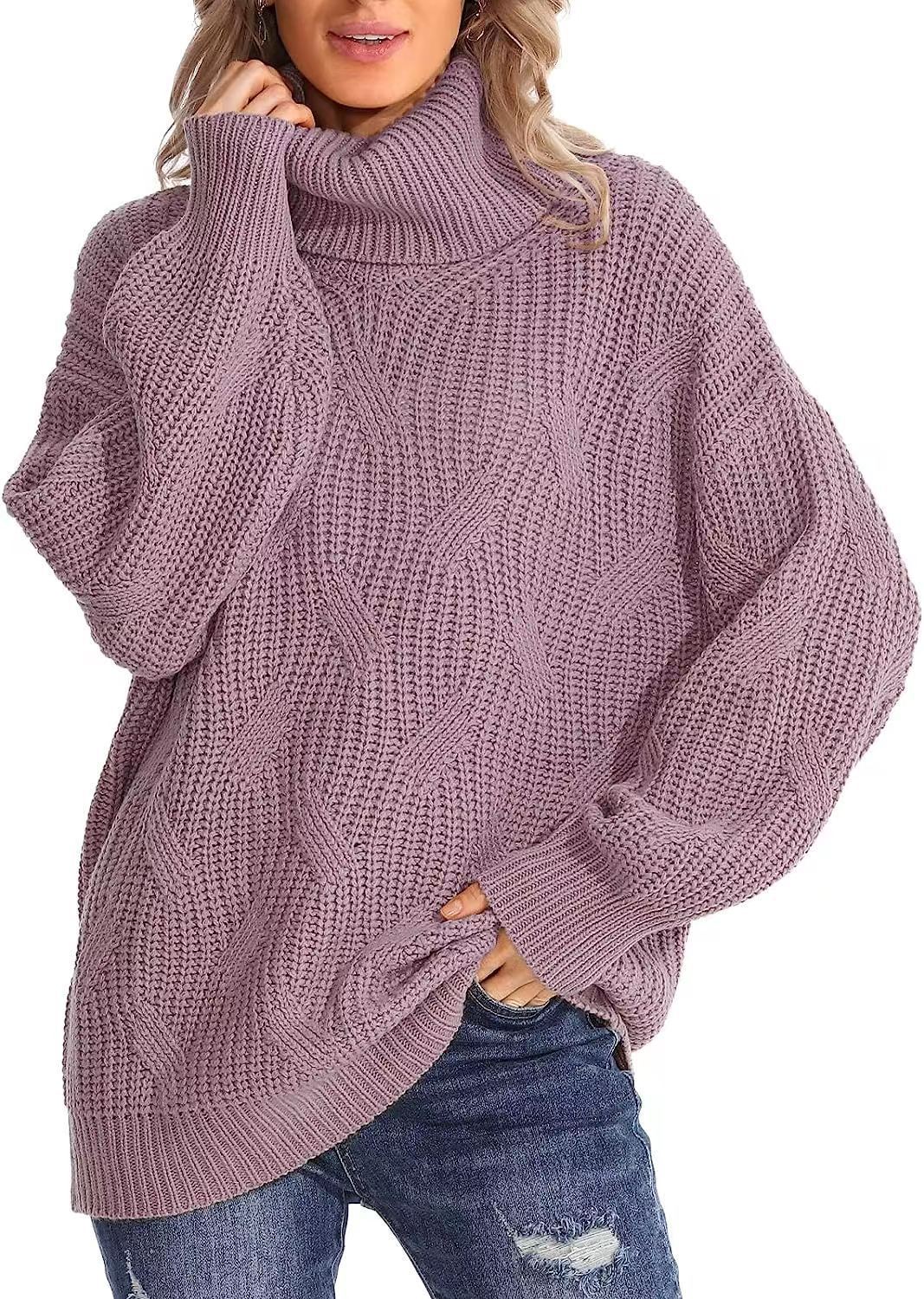 Twisted knitted sweater with long sleeves
