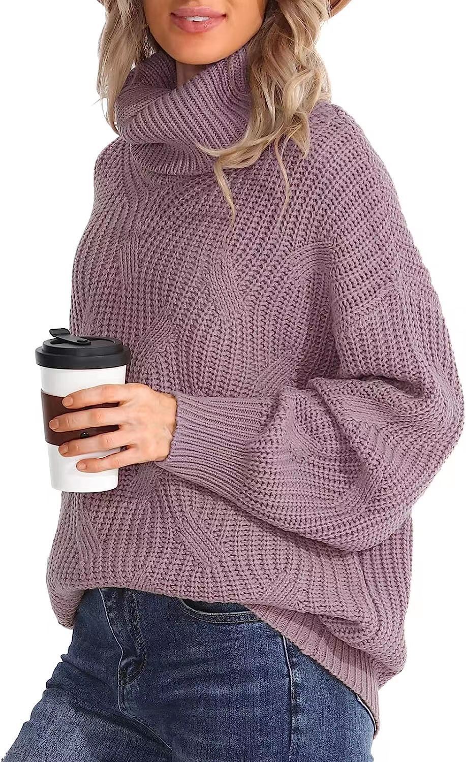 Twisted knitted sweater with long sleeves