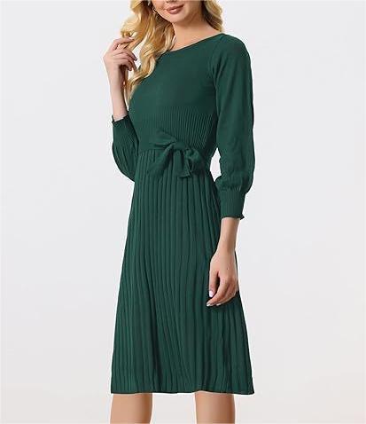 Knitted belt sweater dress