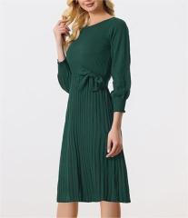 Knitted belt sweater dress