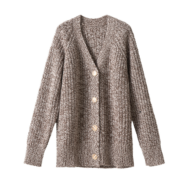Cardigan soft waxy sweater with long sleeves