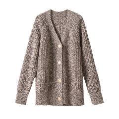 Cardigan soft waxy sweater with long sleeves