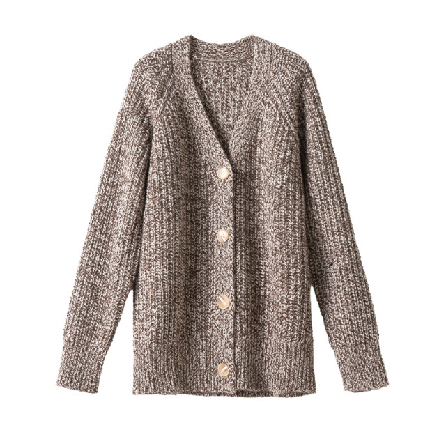 Cardigan soft waxy sweater with long sleeves