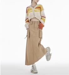 Cargo style denim skirt