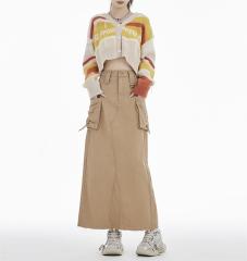 Cargo style denim skirt