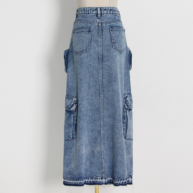 Patchwork pocket skirt girl