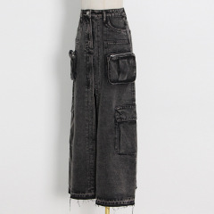 Patchwork pocket skirt girl