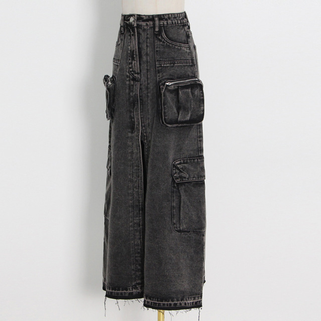 Patchwork pocket skirt girl