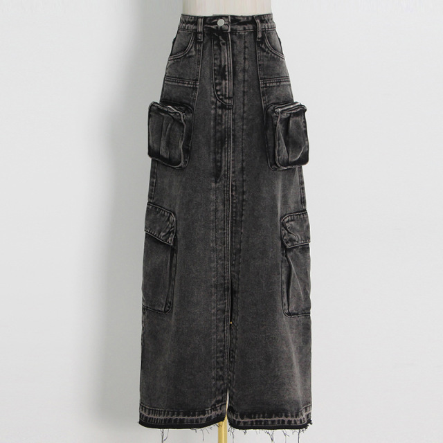 Patchwork pocket skirt girl