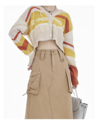 Cargo style denim skirt